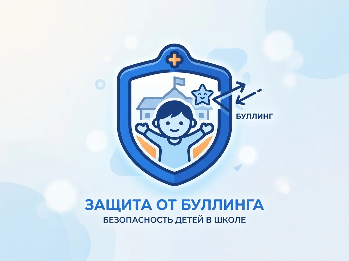 Иконка щита защиты, символ безопасности ребёнка от буллинга в школе, минималистичный